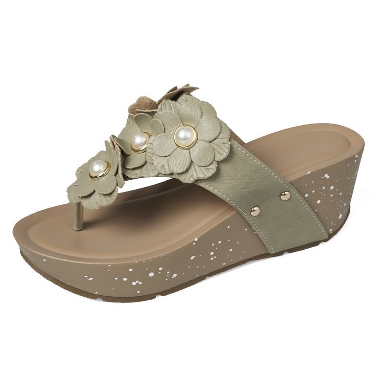 2025 m. naujos, tarpvalstybinio eksporto, didelių dydžių moteriškos madingos, elegantiškos ir patogios, gėlėmis margintos, užmaunamos, pleištinės basutės