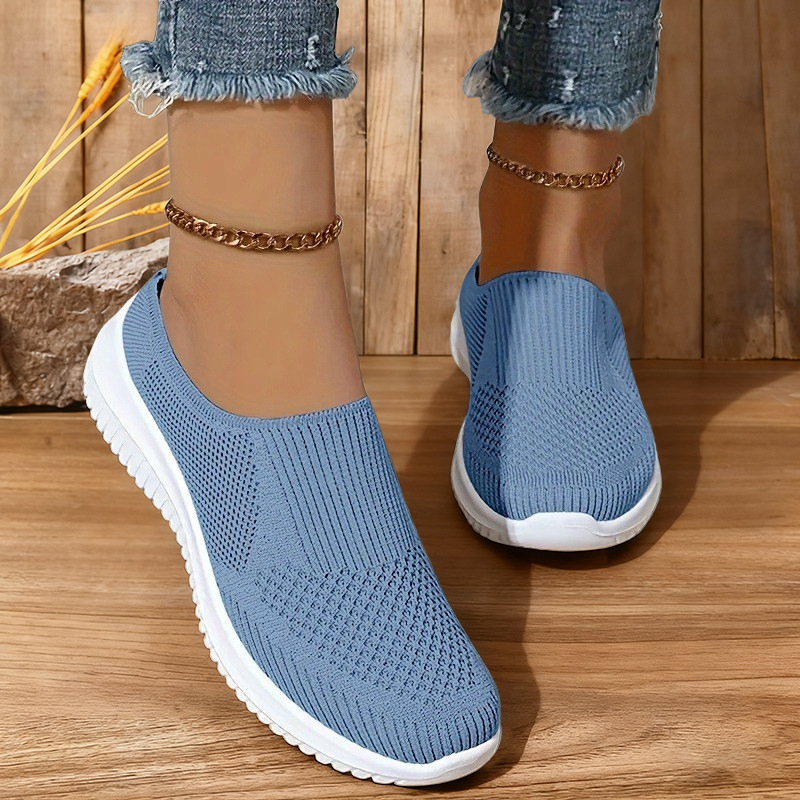 Moteriški batai 2025 m. Didelio dydžio medžiaginiai batai Užsienio prekyba Moteriški batai Kvėpuojantys, megzti batai su minkštu padu, laisvalaikio mamos batai, kvėpuojantys ir patogūs