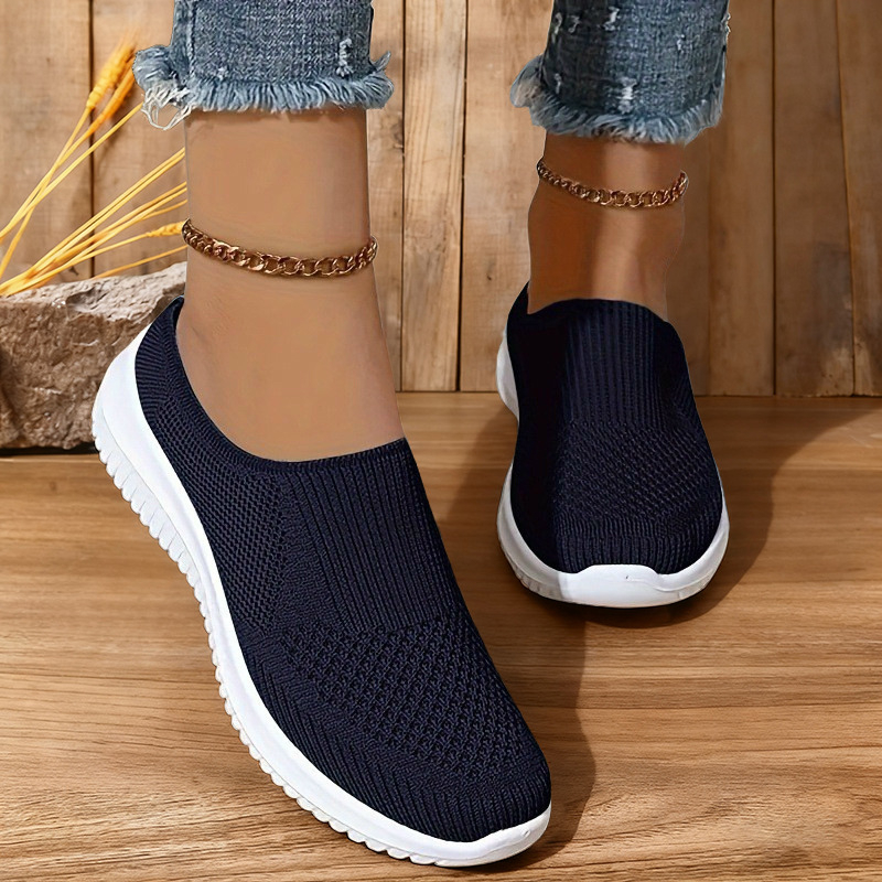 Moteriški batai 2025 m. Didelio dydžio medžiaginiai batai Užsienio prekyba Moteriški batai Kvėpuojantys, megzti batai su minkštu padu, laisvalaikio mamos batai, kvėpuojantys ir patogūs