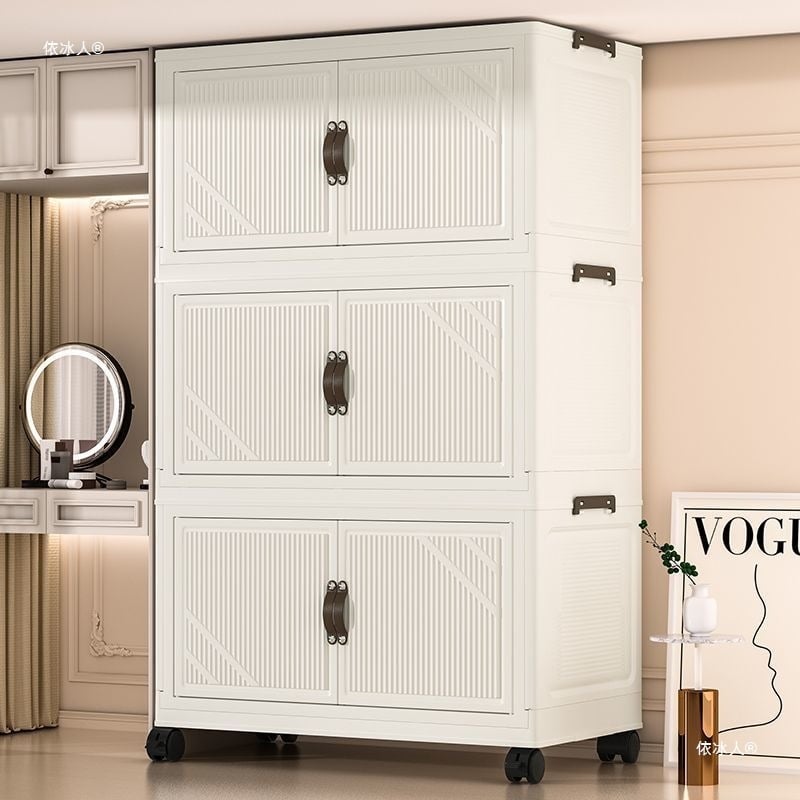 Сгъваема кутия за съхранение, без монтаж, домакински прост шкаф за съхранение на играчки, шкаф за закуски, шкаф за съхранение на кухненски пластмасов шкаф за съхранение