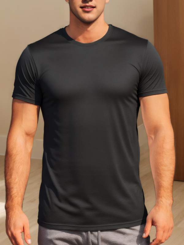 Férfi Határokon átnyúló Nyári Póló Gyorsan száradó Légáteresztő Rövid ujjú Nyári Sport Izzadságnedvszívó Egyszínű Napi Hálós Jég Selyem Sense