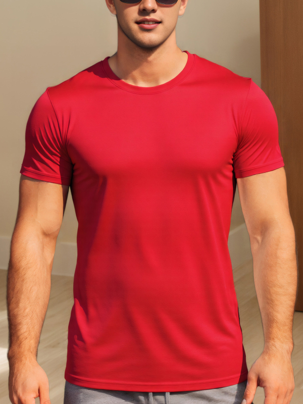 Férfi Határokon átnyúló Nyári Póló Gyorsan száradó Légáteresztő Rövid ujjú Nyári Sport Izzadságnedvszívó Egyszínű Napi Hálós Jég Selyem Sense