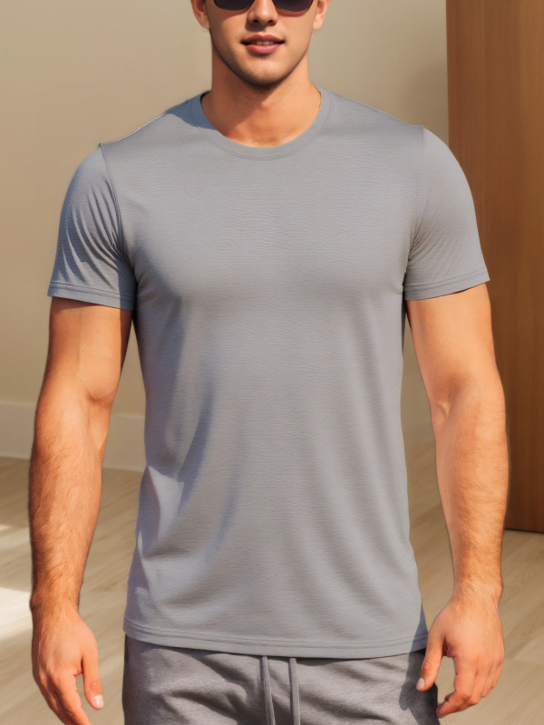 Férfi Határokon átnyúló Nyári Póló Gyorsan száradó Légáteresztő Rövid ujjú Nyári Sport Izzadságnedvszívó Egyszínű Napi Hálós Jég Selyem Sense