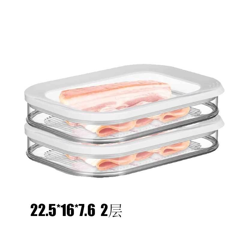 Határokon átnyúló raktáron lévő szalonnás hűtött tárolódoboz fedéllel, élelmiszeripari minőségű fagyasztott konyhai hűtőszekrény speciális műanyag tárolódoboz