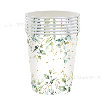 Φύλλα ευκαλύπτου φασκόμηλου, γενέθλια, γάμος, baby shower, χάρτινο πιάτο μιας χρήσης, κύπελλο, τραπεζομάντιλο, σετ σημαιών