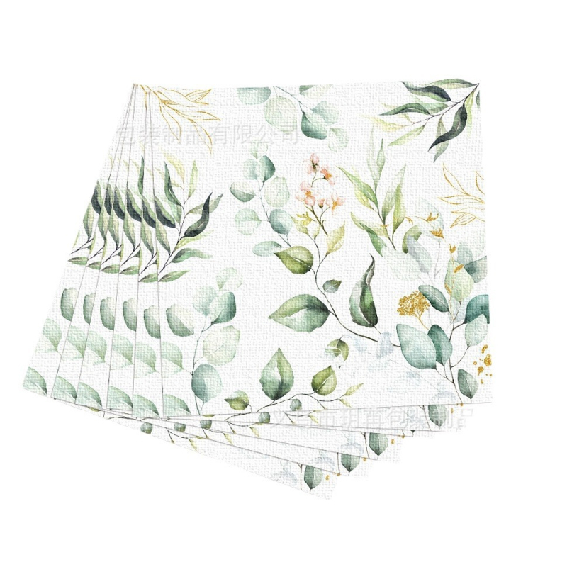 Zsálya eukaliptusz levelek születésnap esküvő babaváró eldobható papír tányér pohár pe terítő húzható zászlókészlet