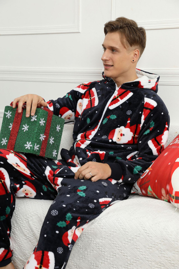2021. aasta Euroopa ja Ameerika põlvkond. Amazoni piiriülesed meeste jõulutrükiga flanell-jumpsuit-pidžaamad, koduriided.