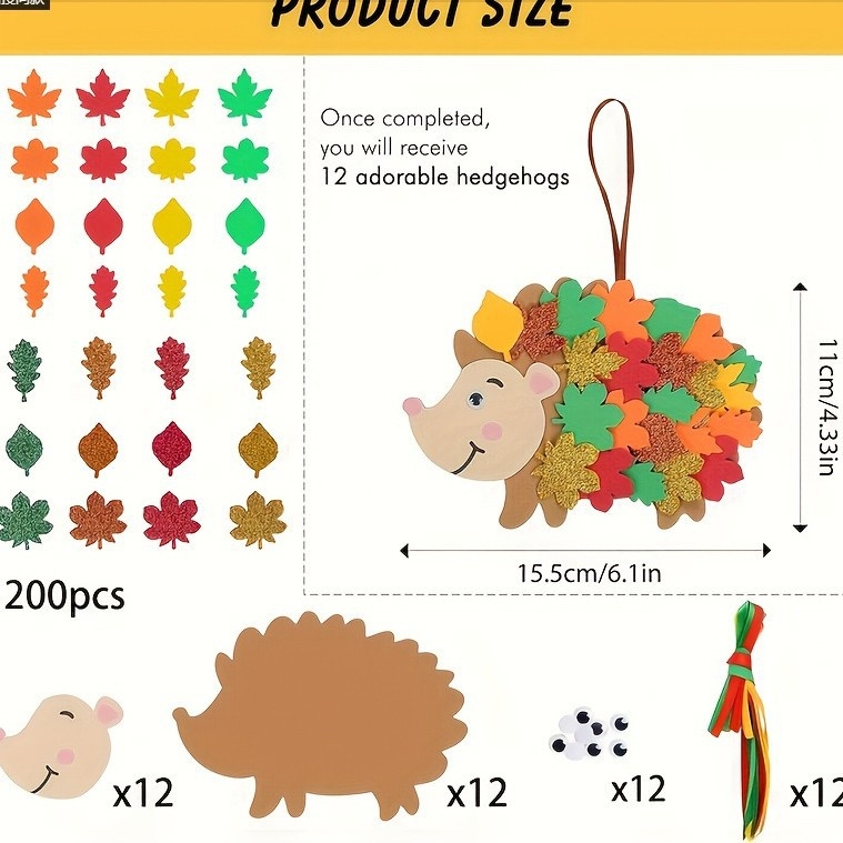 Filcana tkanina Životinjski ukras Mali privjesak Novi crtani netkani privjesak s motivom ježa Jesenja tema za zabavu