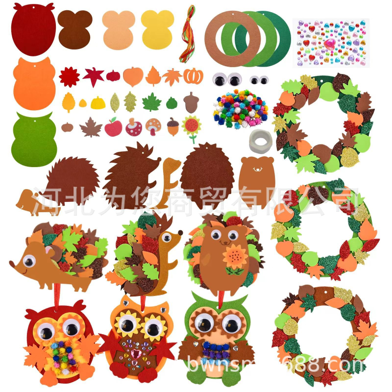 Filcana tkanina Životinjski ukras Mali privjesak Novi crtani netkani privjesak s motivom ježa Jesenja tema za zabavu