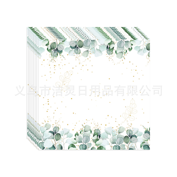 Νέο Yucalyptus Golden Baby Leaf Sage Χάρτινο ποτήρι χάρτινο πιάτο χαρτοπετσέτα σετ σερβιρίσματος για baby shower