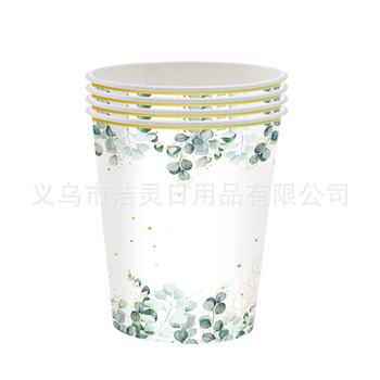 Νέο Yucalyptus Golden Baby Leaf Sage Χάρτινο ποτήρι χάρτινο πιάτο χαρτοπετσέτα σετ σερβιρίσματος για baby shower