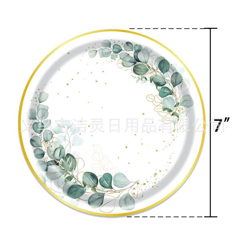 Új Yucalyptus arany bébilevél zsálya papírpohár papírtányér papírtörlő babaváró buli étkészlet