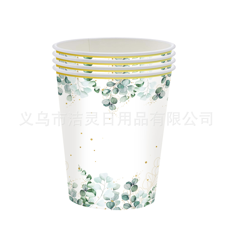 Új Yucalyptus arany bébilevél zsálya papírpohár papírtányér papírtörlő babaváró buli étkészlet