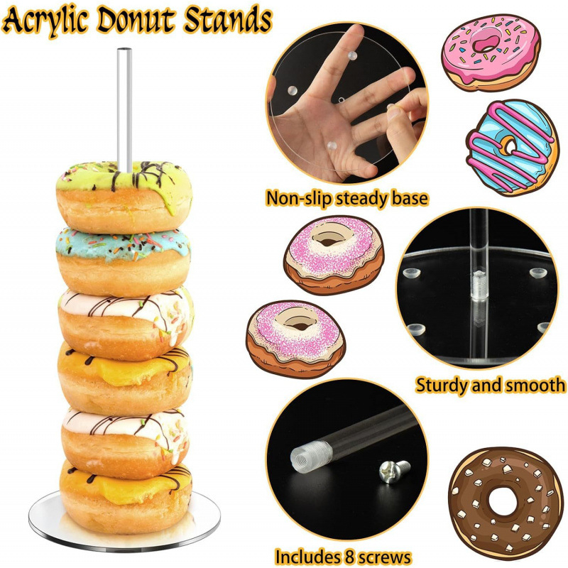 Akrilo spurgų stovas desertų demonstracinis stovas užkandžių duonos pardavimo stovas vestuvių šventės reikmenys papuošalai