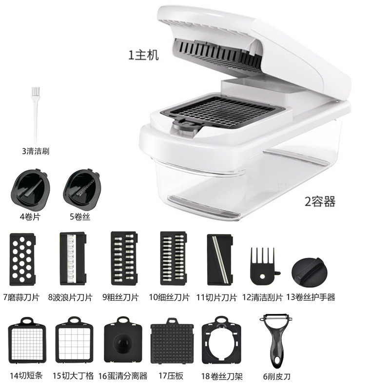 Griežtas daugiafunkcinių daržovių pjaustytuvų, nerūdijančio plieno pjaustytuvų, virtuvės reikmenų, šilko valytuvų, virtuvės įrankių pasirinkimas