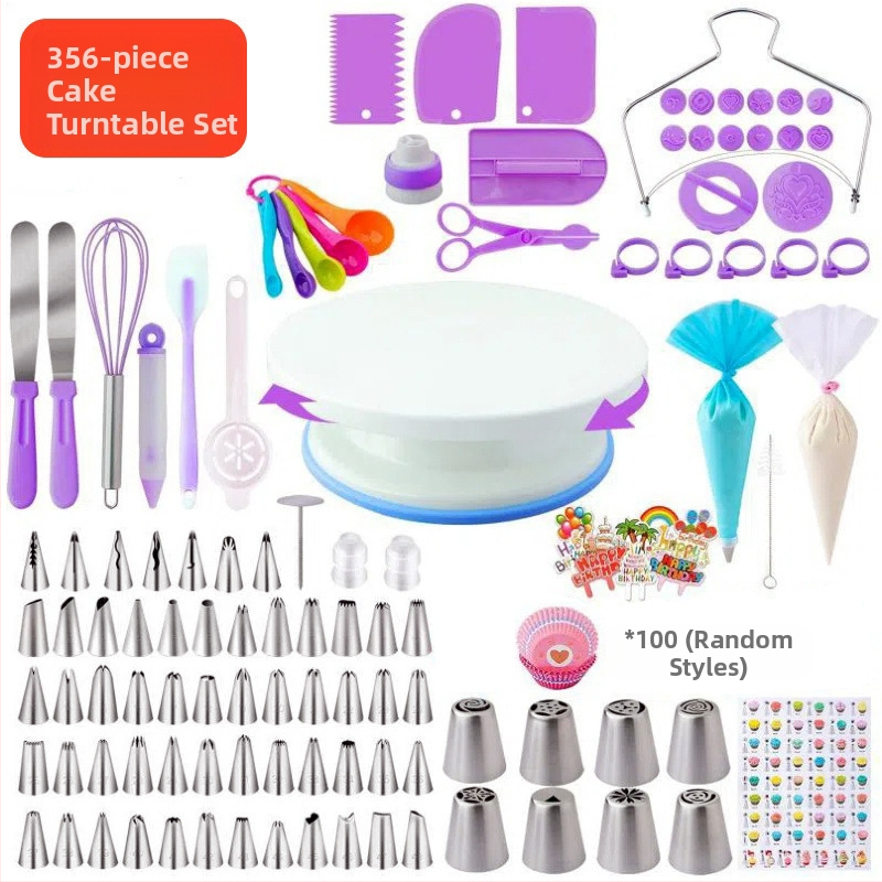 137 dalių tortų karuselės dekoravimo stalas, skirtas įvairiems kraštams, skandinaviško stiliaus kepimo įrankiai, tinka tortų dekoravimo rinkinys