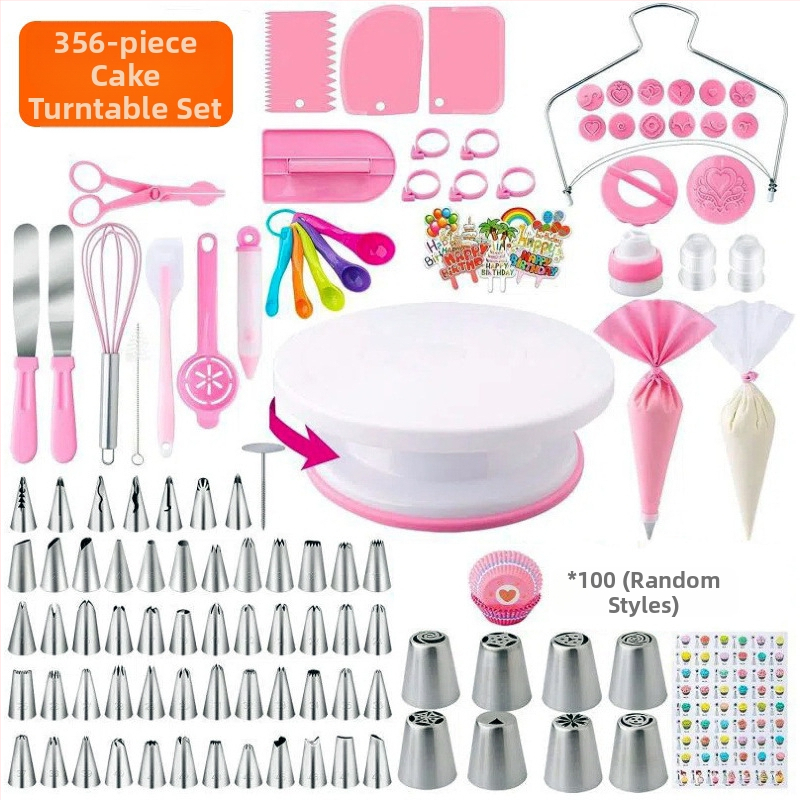 137 dalių tortų karuselės dekoravimo stalas, skirtas įvairiems kraštams, skandinaviško stiliaus kepimo įrankiai, tinka tortų dekoravimo rinkinys