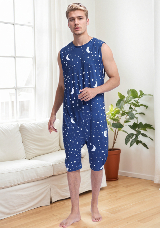 Põlvkond Euroopat ja Ameerika Ühendriike piiriülesed Amazoni meeste tähtrõivaste varrukateta vabaaja jumpsuit pidžaamad koduriided