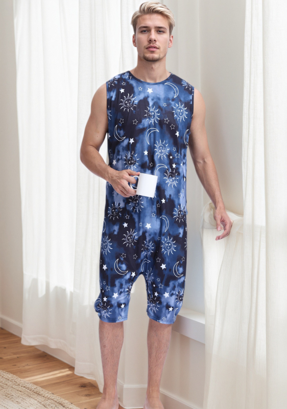 Põlvkond Euroopat ja Ameerika Ühendriike piiriülesed Amazoni meeste tähtrõivaste varrukateta vabaaja jumpsuit pidžaamad koduriided