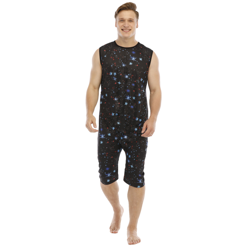 Põlvkond Euroopat ja Ameerika Ühendriike piiriülesed Amazoni meeste tähtrõivaste varrukateta vabaaja jumpsuit pidžaamad koduriided