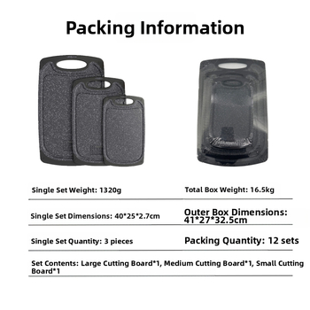 PP plastiko imitacijos marmuro pjaustymo lenta, trijų dalių rinkinys, virtuvės ir mėsos pjaustymo lentos