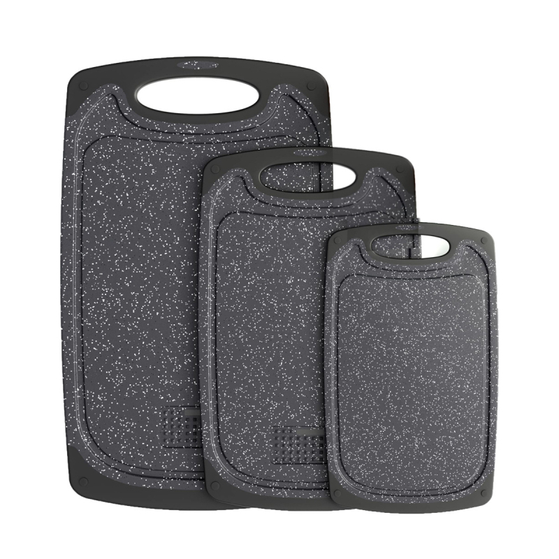 PP plastiko imitacijos marmuro pjaustymo lenta, trijų dalių rinkinys, virtuvės ir mėsos pjaustymo lentos