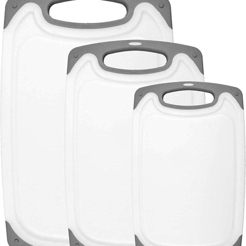 PP plastiko imitacijos marmuro pjaustymo lenta, trijų dalių rinkinys, virtuvės ir mėsos pjaustymo lentos