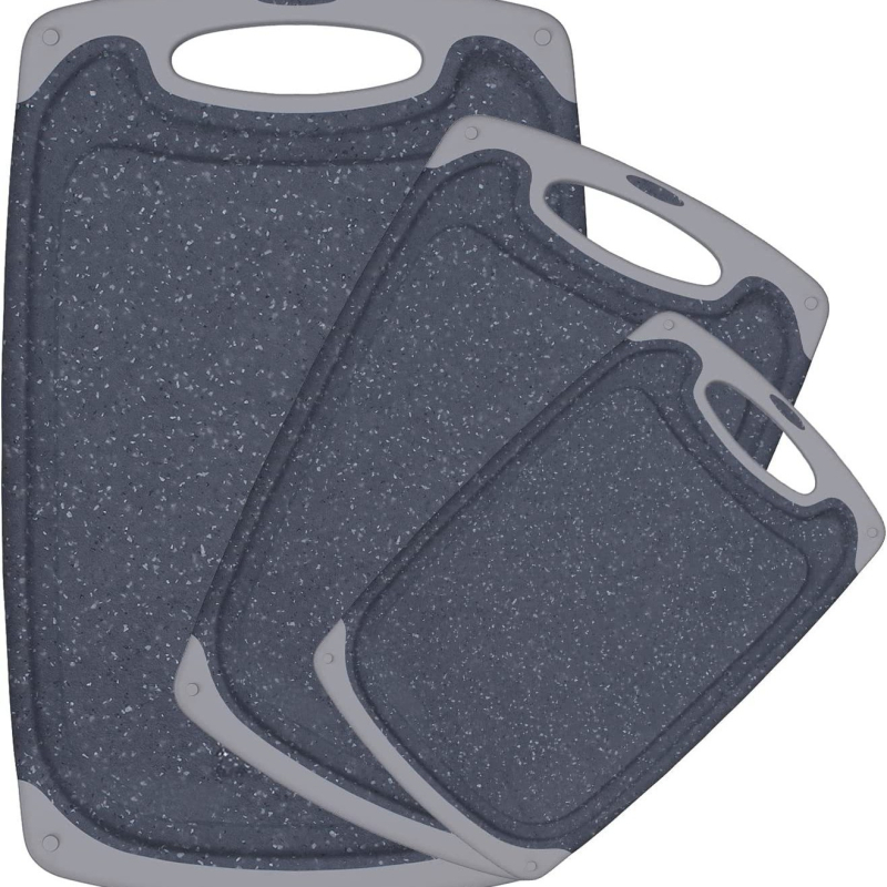 PP plastiko imitacijos marmuro pjaustymo lenta, trijų dalių rinkinys, virtuvės ir mėsos pjaustymo lentos