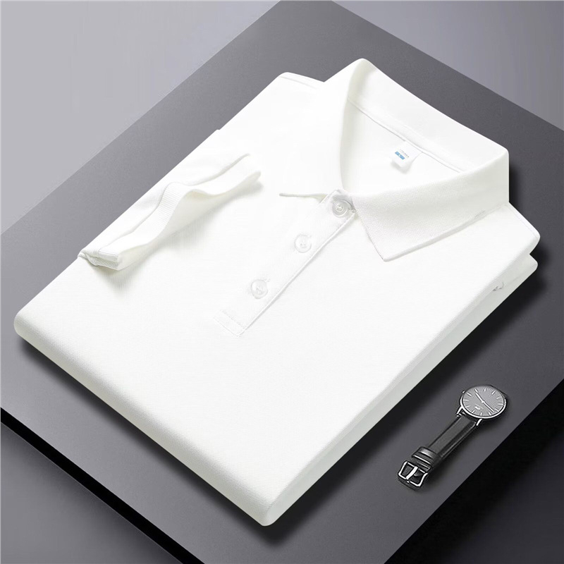 Férfi üzleti, felsőkategóriás, hajtókás, rövid ujjú póló, 2025-ös nyár, új, lezser, sokoldalú, laza felsőrésszel, férfiaknak