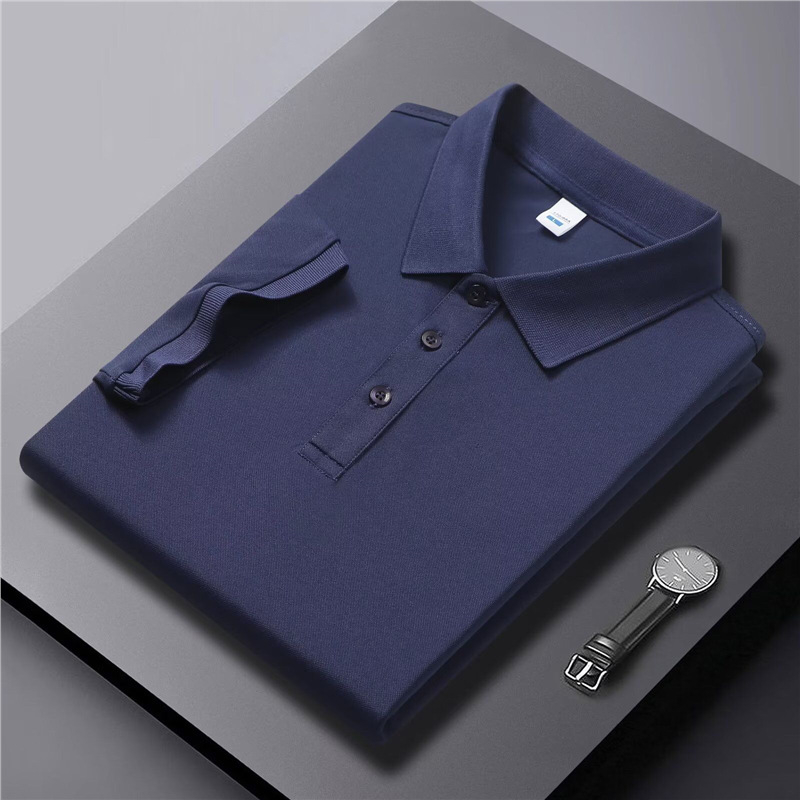 Férfi üzleti, felsőkategóriás, hajtókás, rövid ujjú póló, 2025-ös nyár, új, lezser, sokoldalú, laza felsőrésszel, férfiaknak