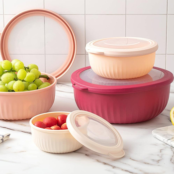 Διασυνοριακή πώληση σε ζεστό κουτί 8 τεμαχίων με ένθετο πλαστικό μπολ, πλαστικό καπάκι, ψυγείο, crisper, κουτί bento