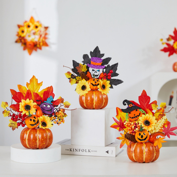 Határokon átnyúló új halloweeni dekoráció, világító mesterséges juharlevél tök kellékek aratási fesztivál jelenet elrendezés szellemfesztivál díszek