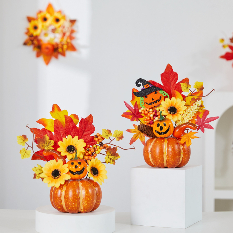 Határokon átnyúló új halloweeni dekoráció, világító mesterséges juharlevél tök kellékek aratási fesztivál jelenet elrendezés szellemfesztivál díszek