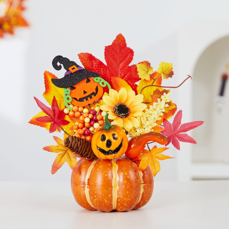 Határokon átnyúló új halloweeni dekoráció, világító mesterséges juharlevél tök kellékek aratási fesztivál jelenet elrendezés szellemfesztivál díszek