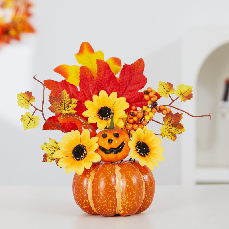 Határokon átnyúló új halloweeni dekoráció, világító mesterséges juharlevél tök kellékek aratási fesztivál jelenet elrendezés szellemfesztivál díszek