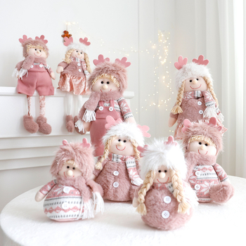 Χριστουγεννιάτικες διακοσμήσεις Αναδιπλούμενη κούκλα ροζ αγόρι κορίτσι όρθια κούκλα δημιουργική διακόσμηση παραθύρου σπιτιού στολίδια