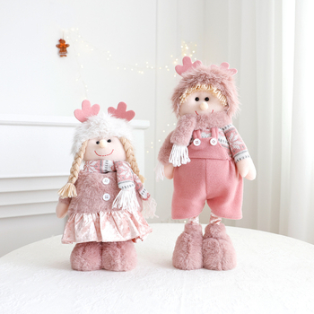 Χριστουγεννιάτικες διακοσμήσεις Αναδιπλούμενη κούκλα ροζ αγόρι κορίτσι όρθια κούκλα δημιουργική διακόσμηση παραθύρου σπιτιού στολίδια