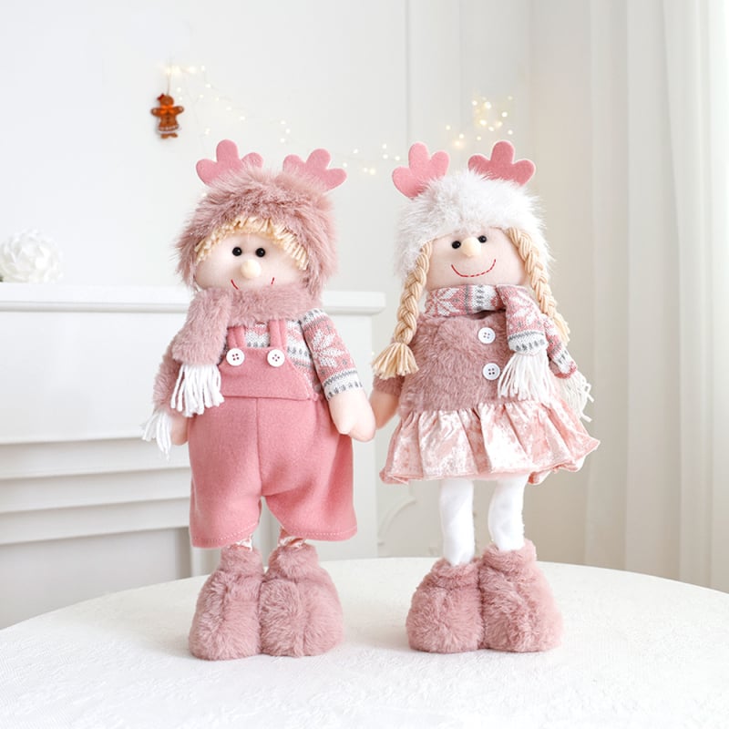 Decorațiuni de Crăciun retractabil păpușă roz băiat fată în picioare păpușă creativă casă fereastră decorare ornamente