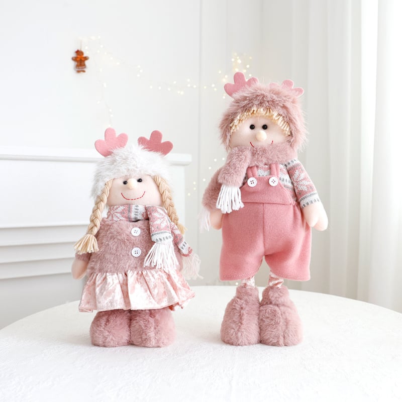 Decorațiuni de Crăciun retractabil păpușă roz băiat fată în picioare păpușă creativă casă fereastră decorare ornamente