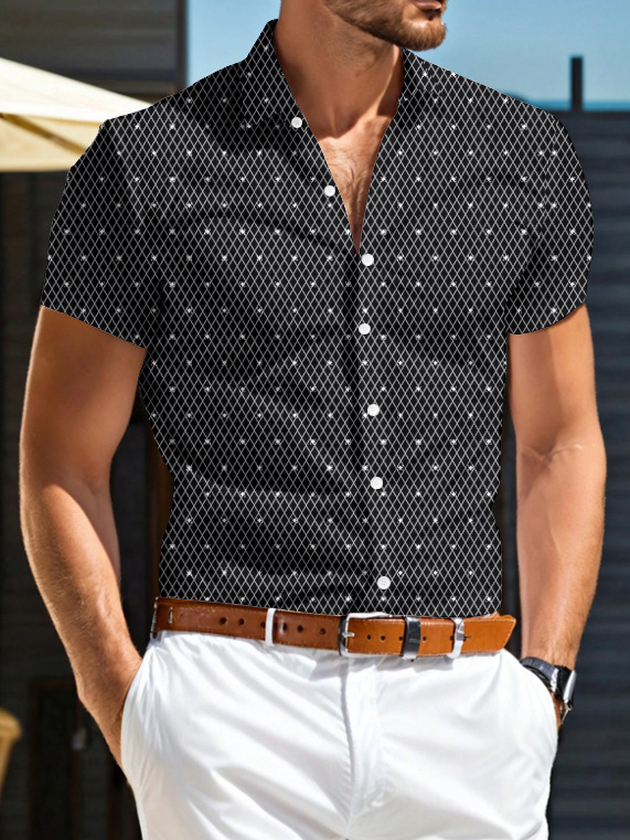 Ανδρικό T-shirt με κοντό μανίκι, Ευρωπαϊκό και Αμερικανικό, Νέο, Διασυνοριακό, Amazon, Τρισδιάστατα Εκτυπωμένο Πόλο, Καλοκαιρινό, Ανδρικό Πέτο με Κουμπιά