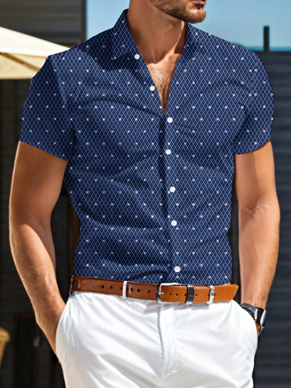 Ανδρικό T-shirt με κοντό μανίκι, Ευρωπαϊκό και Αμερικανικό, Νέο, Διασυνοριακό, Amazon, Τρισδιάστατα Εκτυπωμένο Πόλο, Καλοκαιρινό, Ανδρικό Πέτο με Κουμπιά