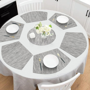 Didelis apvalus stalas, vėduoklės formos, aukštos klasės, aukštos klasės, vakarietiško stiliaus, vakarienės lėkštės kilimėlis, kiniški stalo įrankiai, vandeniui ir aliejui atsparus izoliacinis kilimėlis, valgomojo stalo kilimėlis