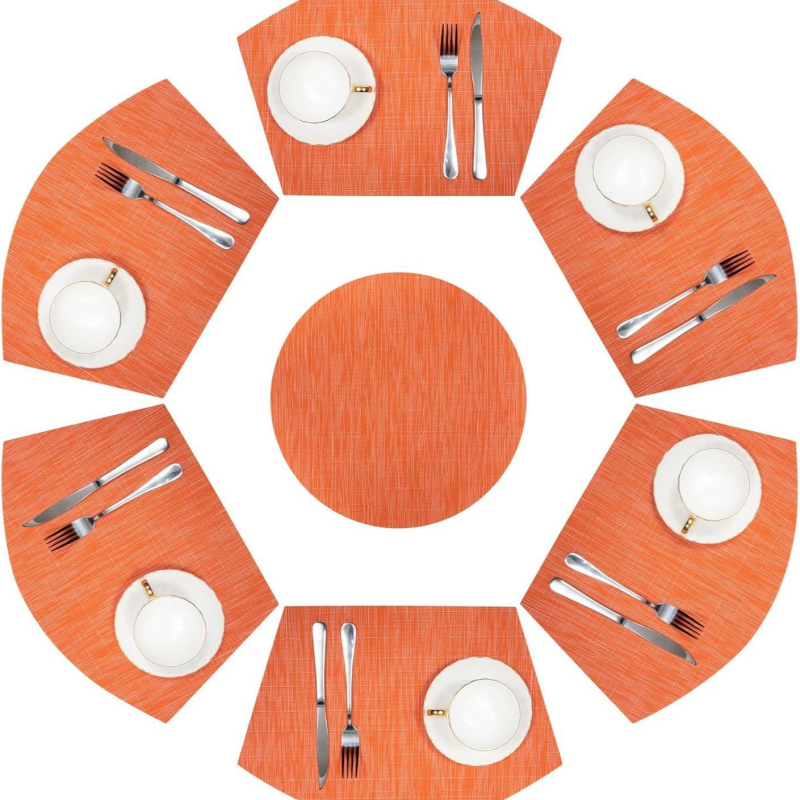 Didelis apvalus stalas, vėduoklės formos, aukštos klasės, aukštos klasės, vakarietiško stiliaus, vakarienės lėkštės kilimėlis, kiniški stalo įrankiai, vandeniui ir aliejui atsparus izoliacinis kilimėlis, valgomojo stalo kilimėlis