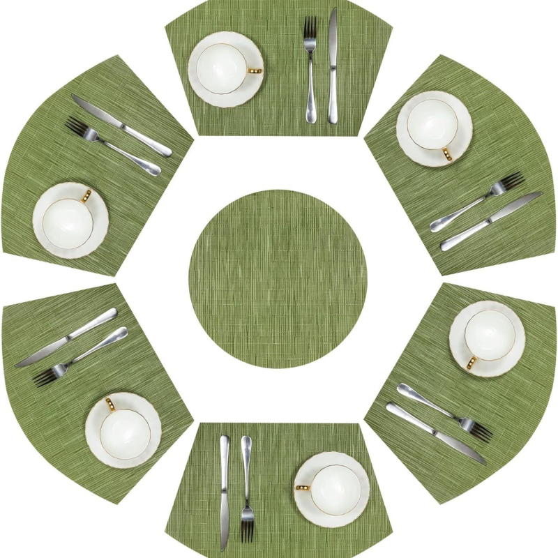 Didelis apvalus stalas, vėduoklės formos, aukštos klasės, aukštos klasės, vakarietiško stiliaus, vakarienės lėkštės kilimėlis, kiniški stalo įrankiai, vandeniui ir aliejui atsparus izoliacinis kilimėlis, valgomojo stalo kilimėlis