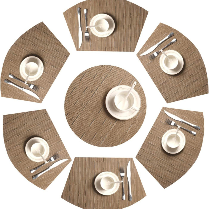 Didelis apvalus stalas, vėduoklės formos, aukštos klasės, aukštos klasės, vakarietiško stiliaus, vakarienės lėkštės kilimėlis, kiniški stalo įrankiai, vandeniui ir aliejui atsparus izoliacinis kilimėlis, valgomojo stalo kilimėlis