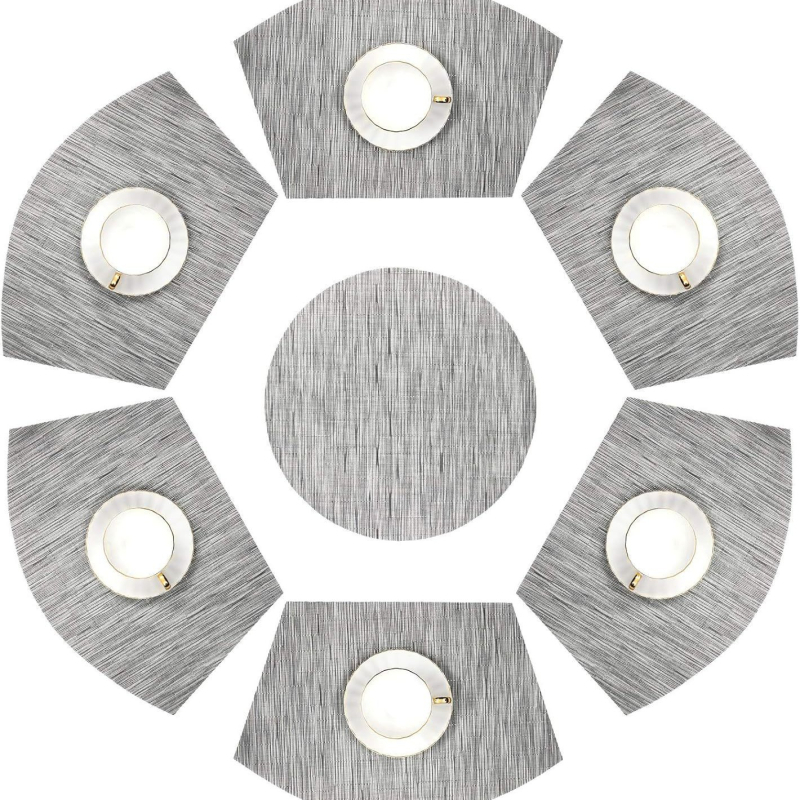 Didelis apvalus stalas, vėduoklės formos, aukštos klasės, aukštos klasės, vakarietiško stiliaus, vakarienės lėkštės kilimėlis, kiniški stalo įrankiai, vandeniui ir aliejui atsparus izoliacinis kilimėlis, valgomojo stalo kilimėlis