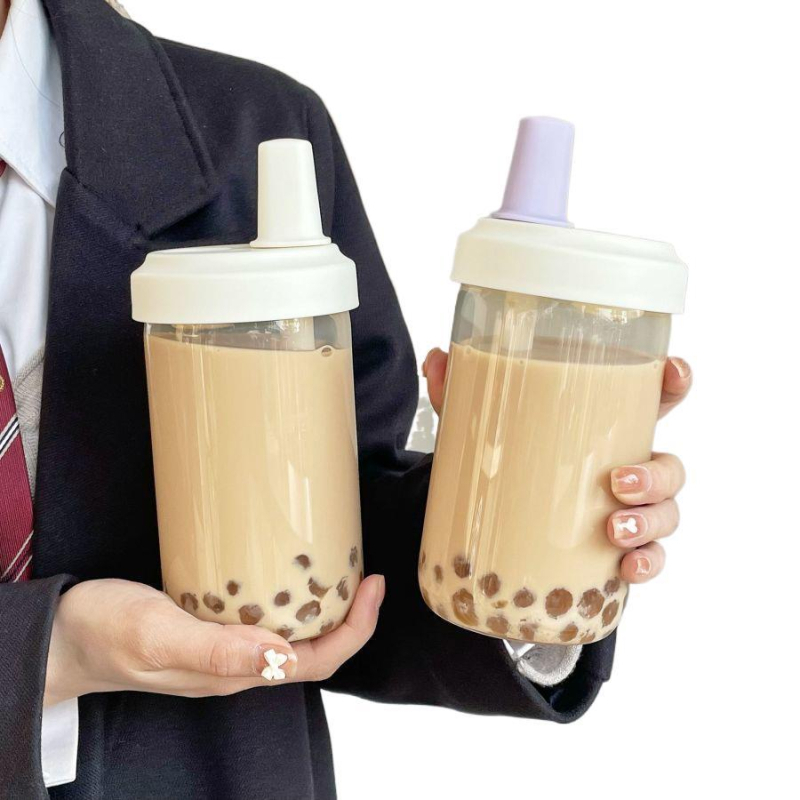 Burbulinės arbatos šiaudelio formos puodelis, atsparus karščiui ir kritimui, plastikinis puodelis, K stiliaus, aukštos kokybės, didelės talpos mokinių vandens puodelis