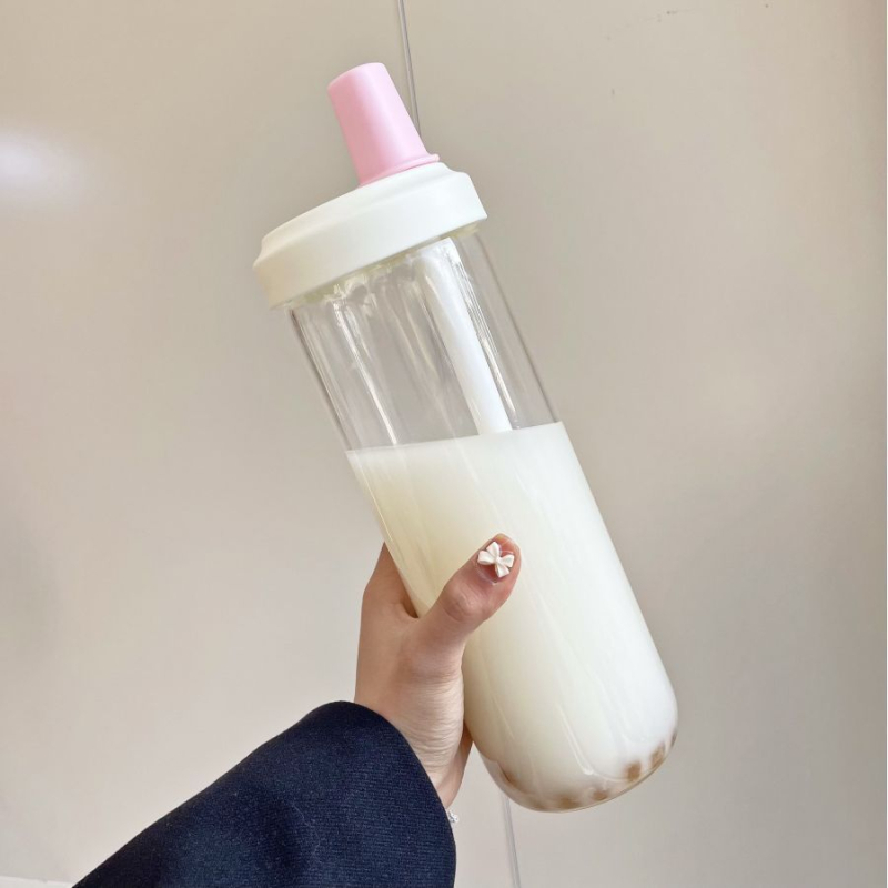 Burbulinės arbatos šiaudelio formos puodelis, atsparus karščiui ir kritimui, plastikinis puodelis, K stiliaus, aukštos kokybės, didelės talpos mokinių vandens puodelis