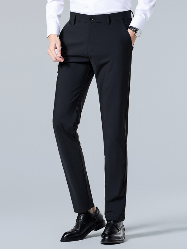 Nagy rugalmasságú DP vasalásmentes jég selyemnadrág férfi függőleges ránctalanító férfi nadrág üzleti hétköznapi rugalmas nadrág professzionális ruha