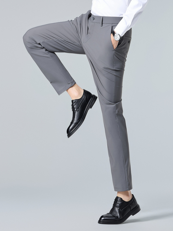 Nagy rugalmasságú DP vasalásmentes jég selyemnadrág férfi függőleges ránctalanító férfi nadrág üzleti hétköznapi rugalmas nadrág professzionális ruha